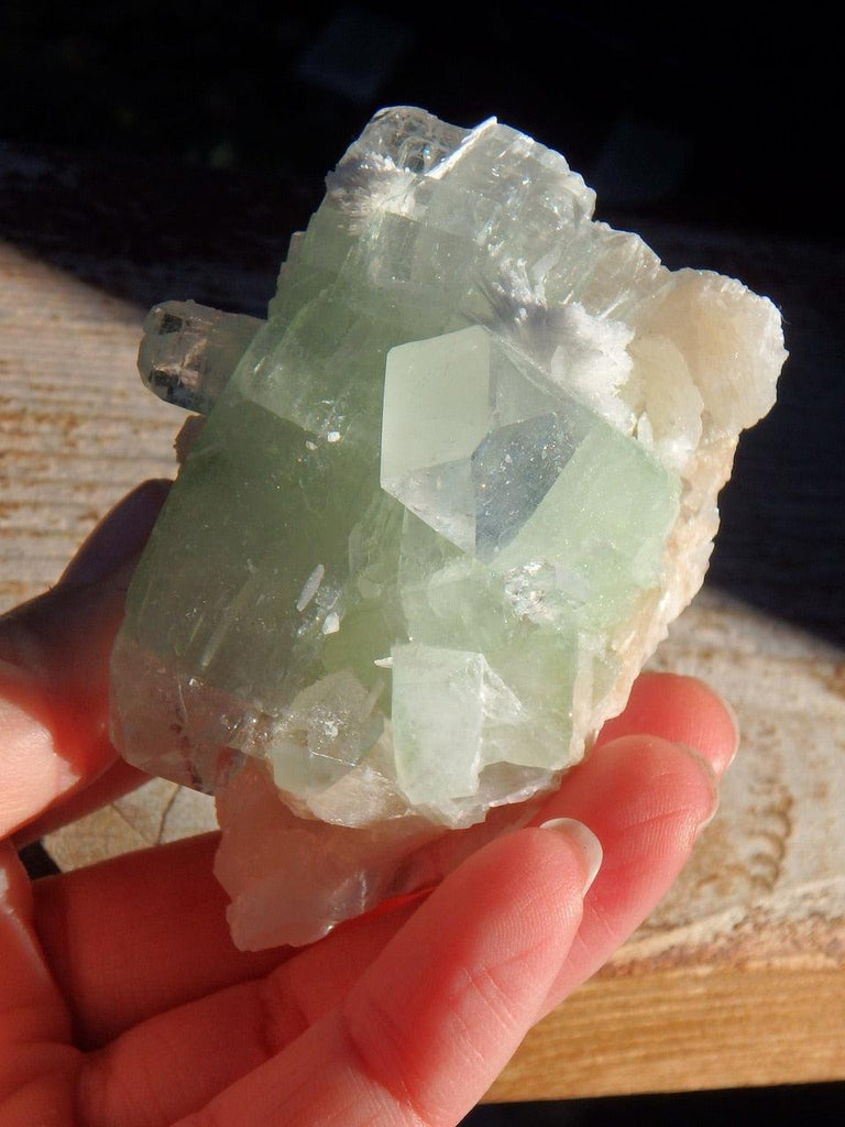 Rare White Mordenite, Green Apophyllite & Pink Stilbite Cluster From India - Earth Family Crystals