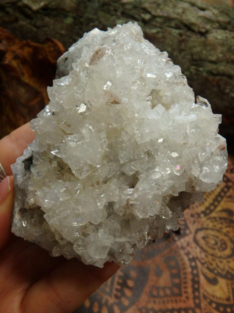 Mega Sparkle Factor! Chunky Clear Apophyllite Cluster With Caves - Earth Family Crystals