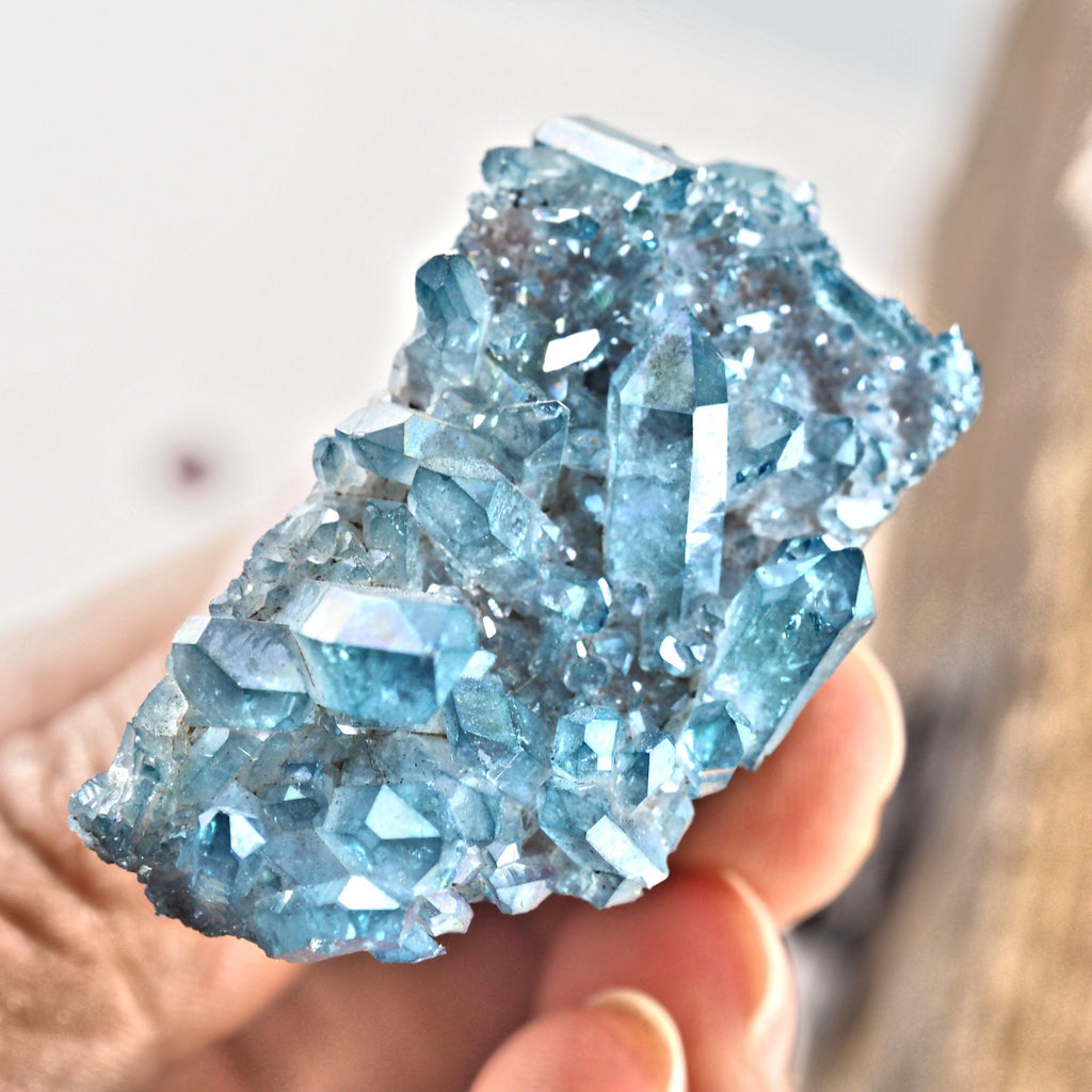 Sparkling Blue Aqua Aura Quartz Cluster From Arkansas #2 - Earth Family Crystals