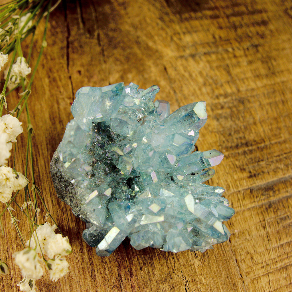 Gorgeous Druzy Aqua Aura Quartz Cluster From Arkansas #2 - Earth Family Crystals