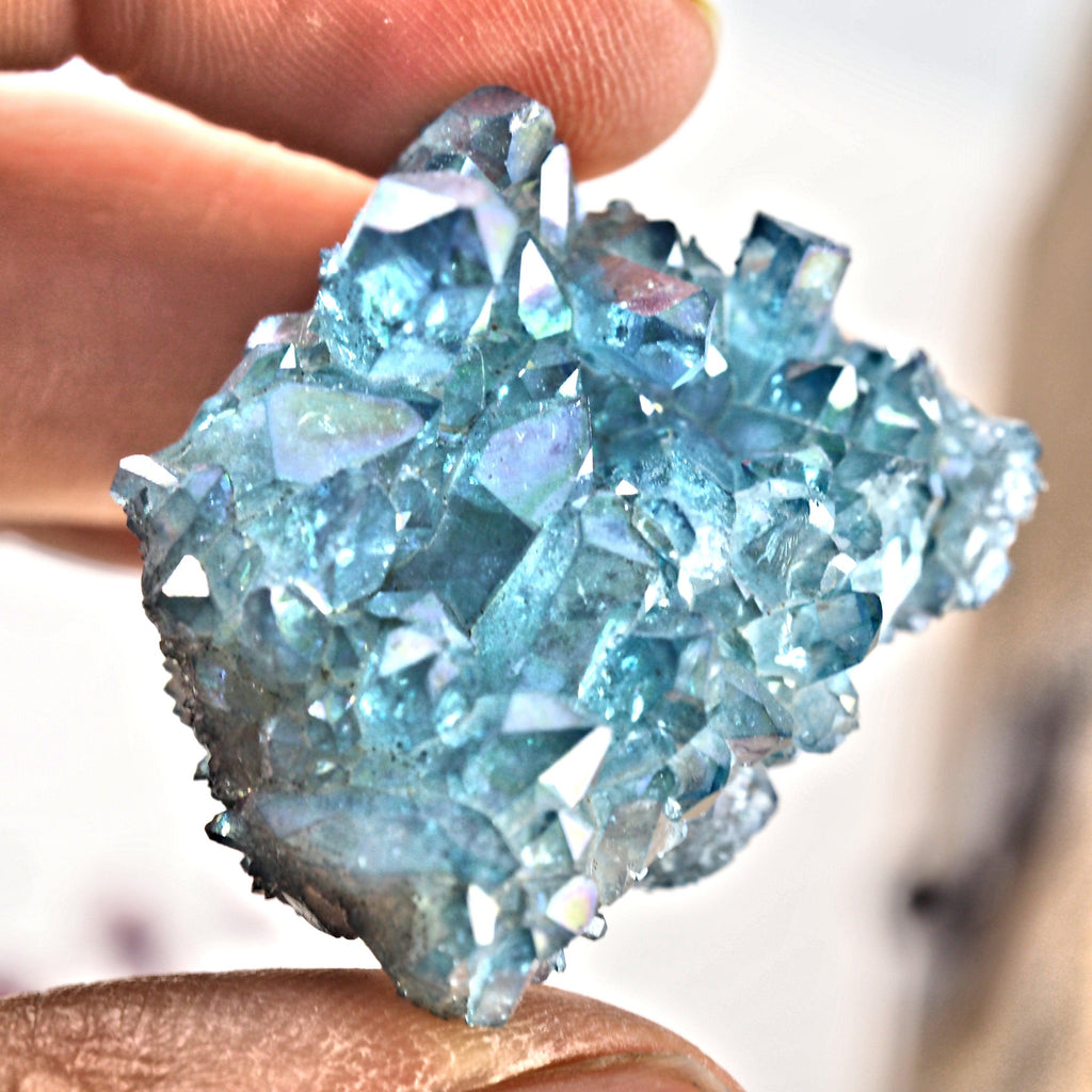 Sparkling Blue Aqua Aura Quartz Cluster From Arkansas #1 - Earth Family Crystals