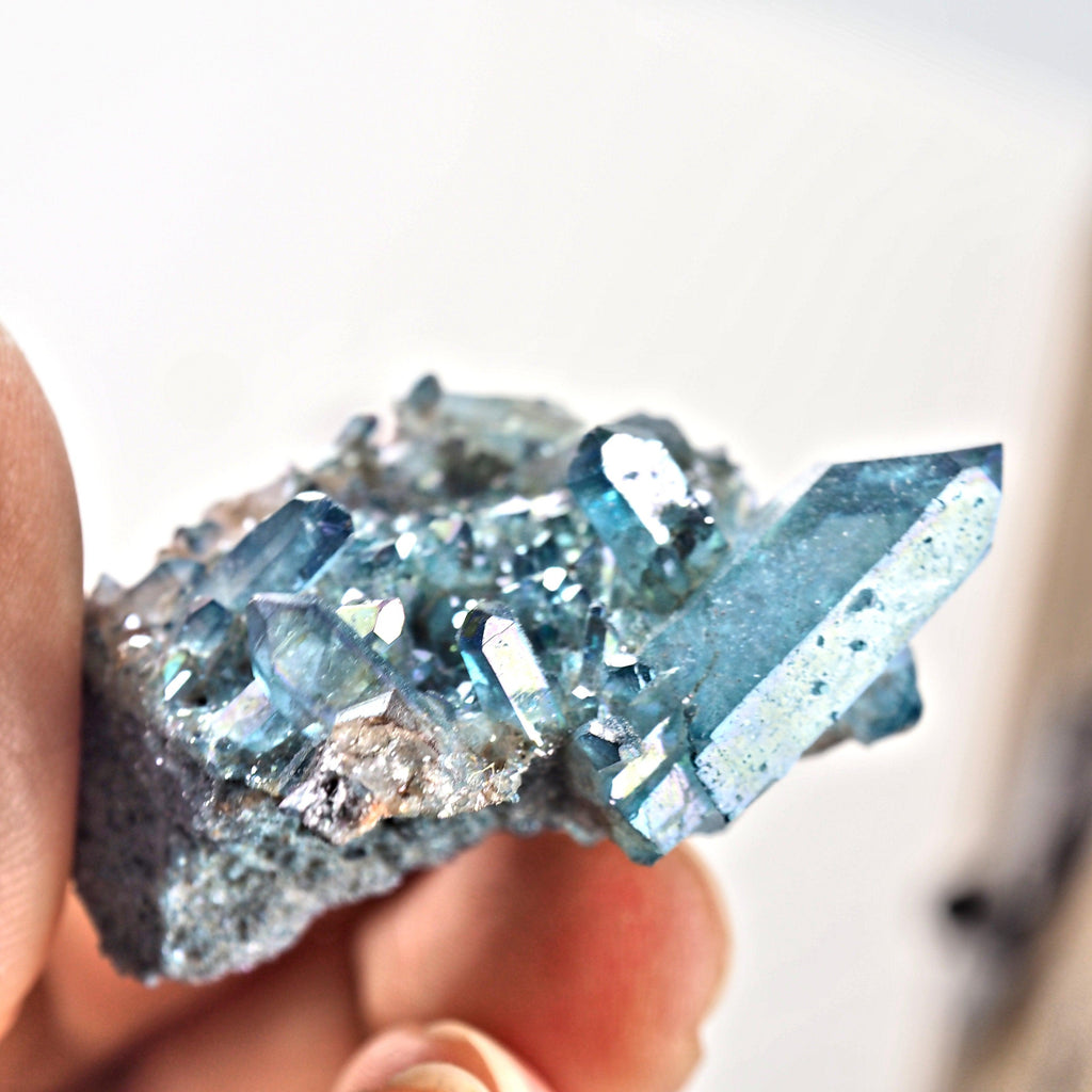 Sparkling Blue Aqua Aura Quartz Cluster From Arkansas #6 - Earth Family Crystals