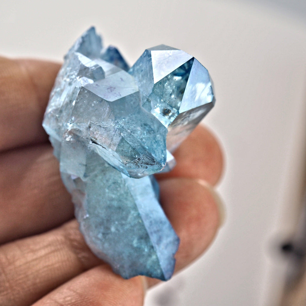 Sparkling Blue Aqua Aura Quartz Cluster From Arkansas #7 - Earth Family Crystals