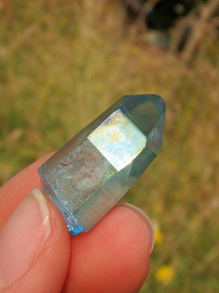 Brilliant & Rare Colombian Lemurian Aqua Aura Quartz Point 2 - Earth Family Crystals