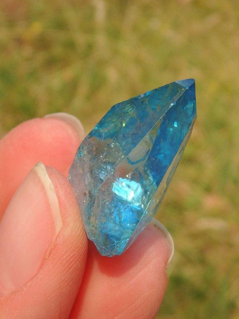Brilliant & Rare Colombian Lemurian Aqua Aura Quartz Point 3 - Earth Family Crystals