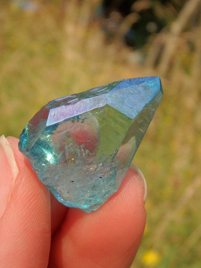 Brilliant & Rare Colombian Lemurian Aqua Aura Quartz Point 3 - Earth Family Crystals