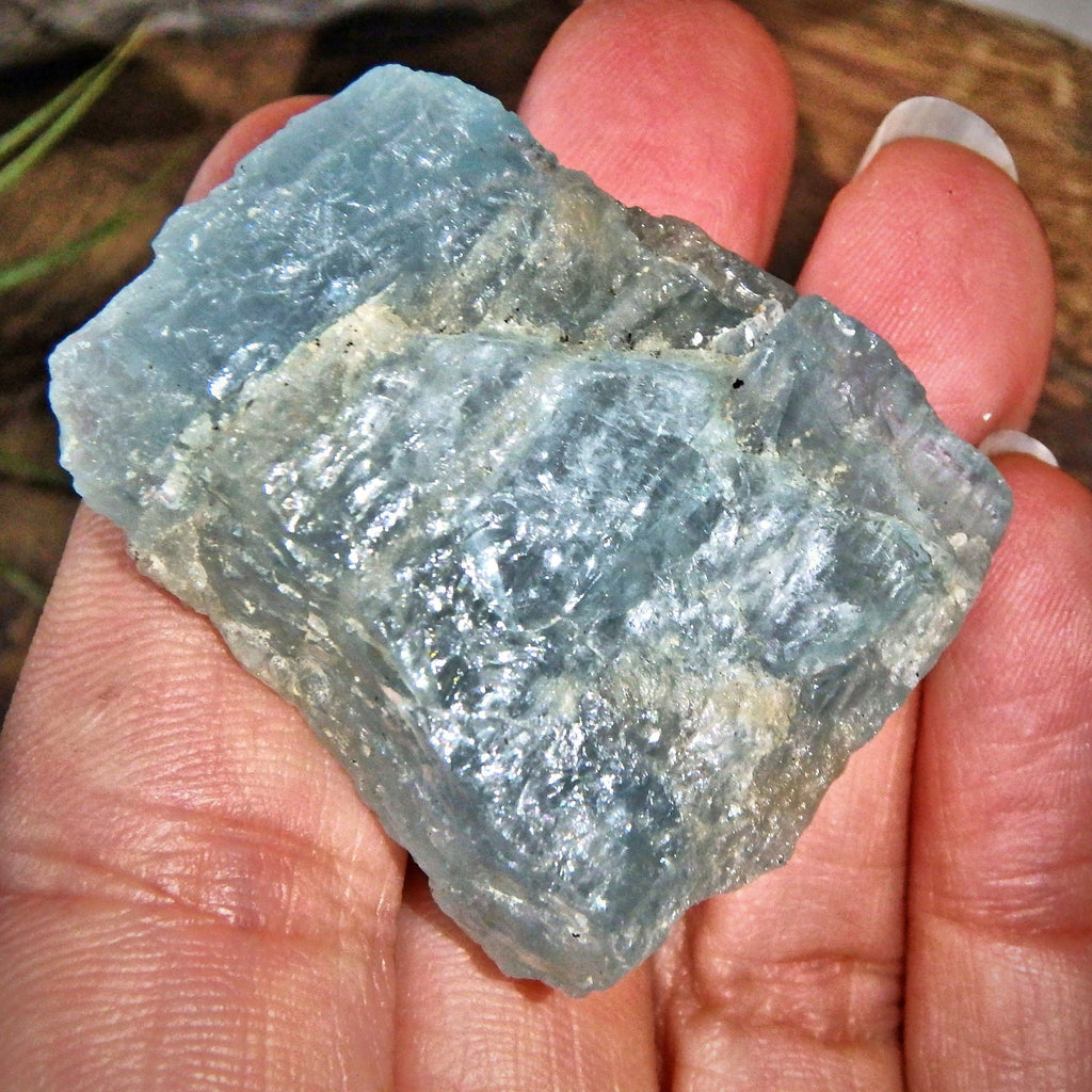 Gemmy Frosted Blue Aquamarine Natural Chunk From India - Earth Family Crystals