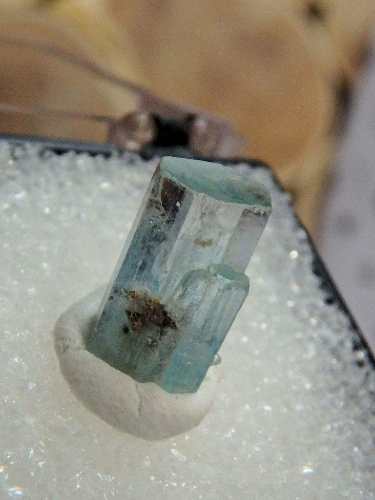 Gemmy Blue Aquamarine Point in Collectors Box From Erongo Mnts, Namibia - Earth Family Crystals