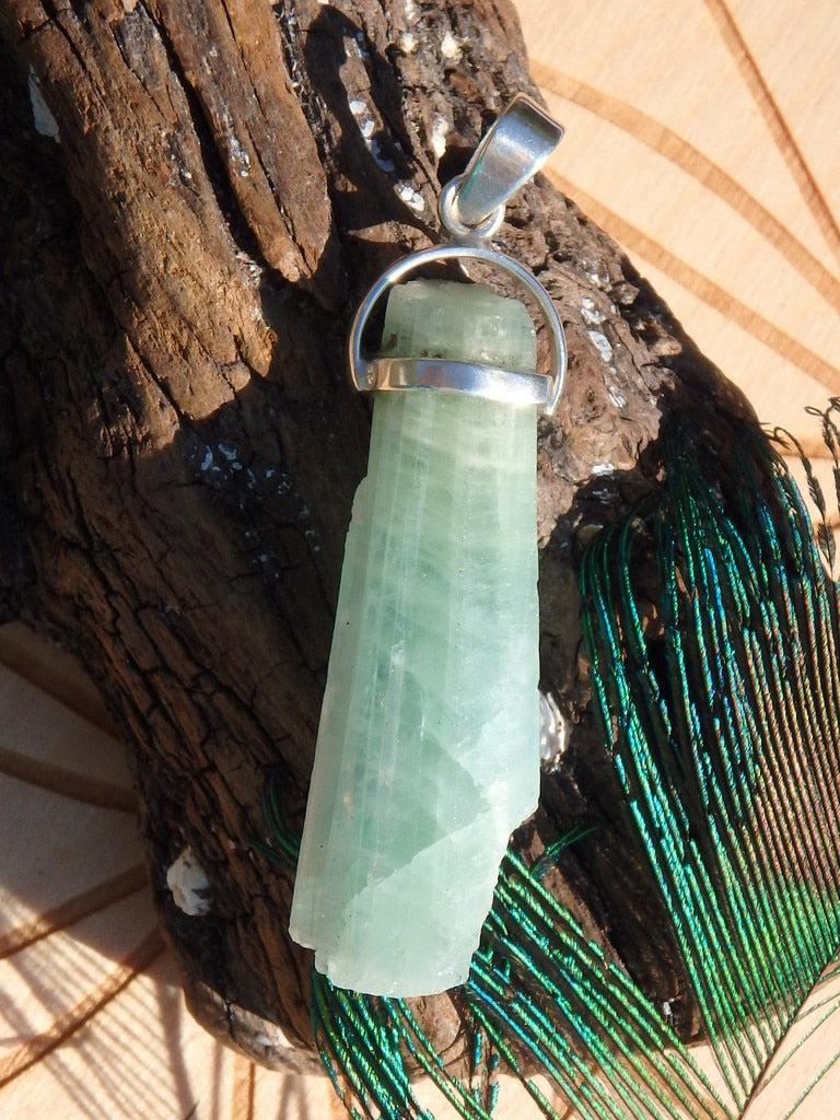 Fabulous Green-Blue Raw Aquamarine Gemstone Pendant In Sterling Silver (Includes Silver Chain) - Earth Family Crystals