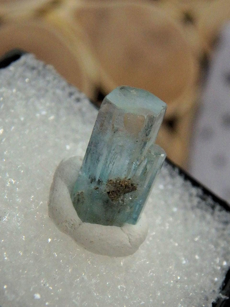 Gemmy Blue Aquamarine Point in Collectors Box From Erongo Mnts, Namibia - Earth Family Crystals