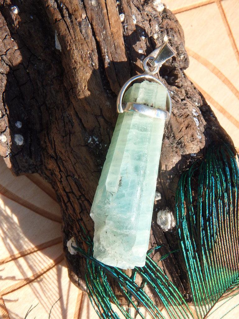 Fabulous Green-Blue Raw Aquamarine Gemstone Pendant In Sterling Silver (Includes Silver Chain) - Earth Family Crystals