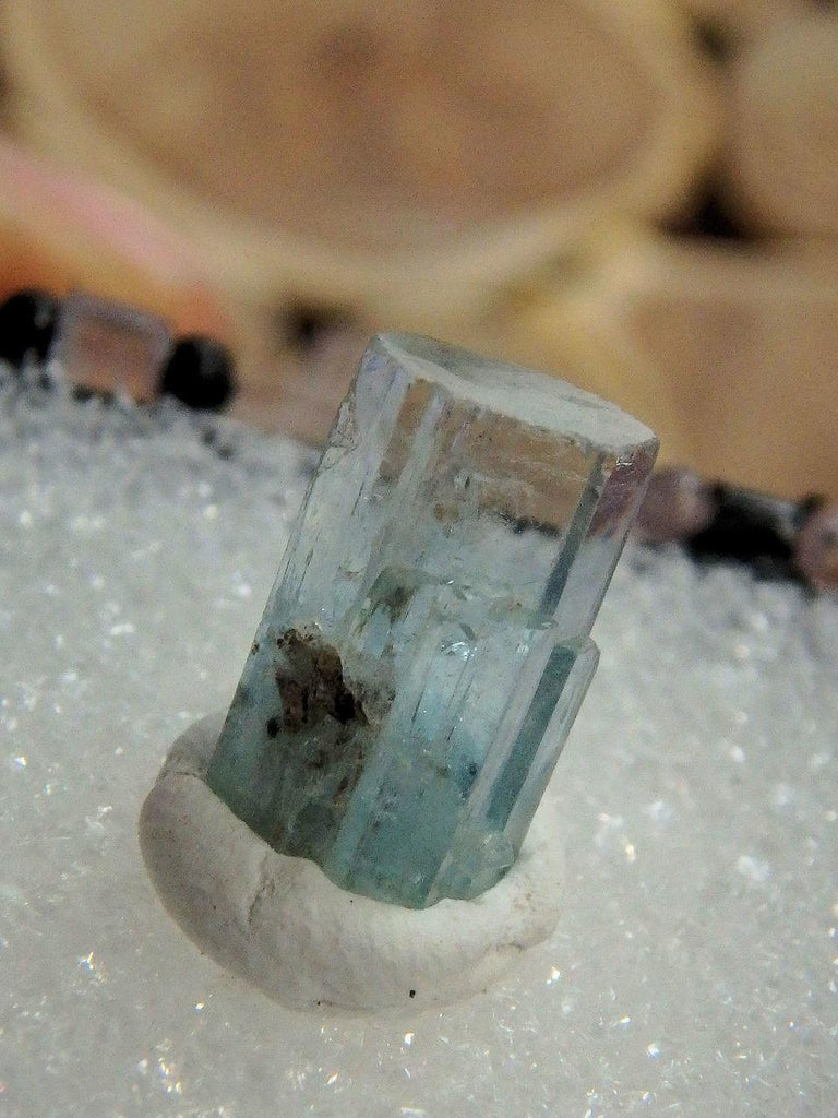 Gemmy Blue Aquamarine Point in Collectors Box From Erongo Mnts, Namibia - Earth Family Crystals