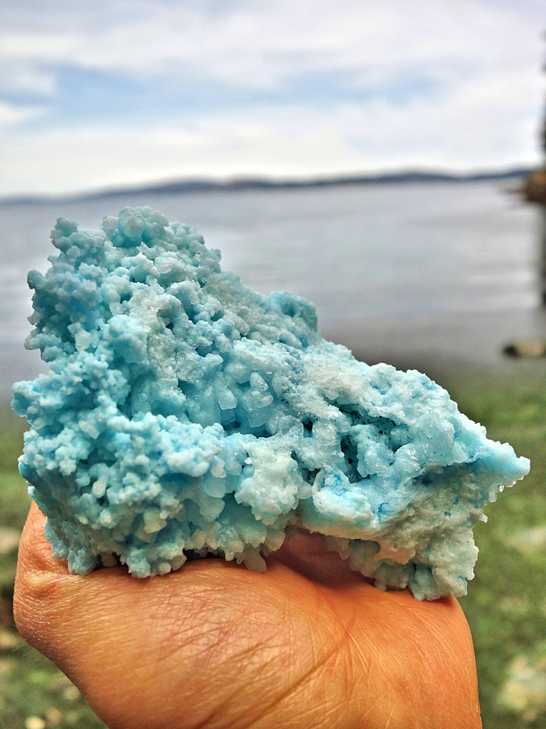 Ocean Blue Caves & Shine Natural Blue Aragonite Specimen - Earth Family Crystals