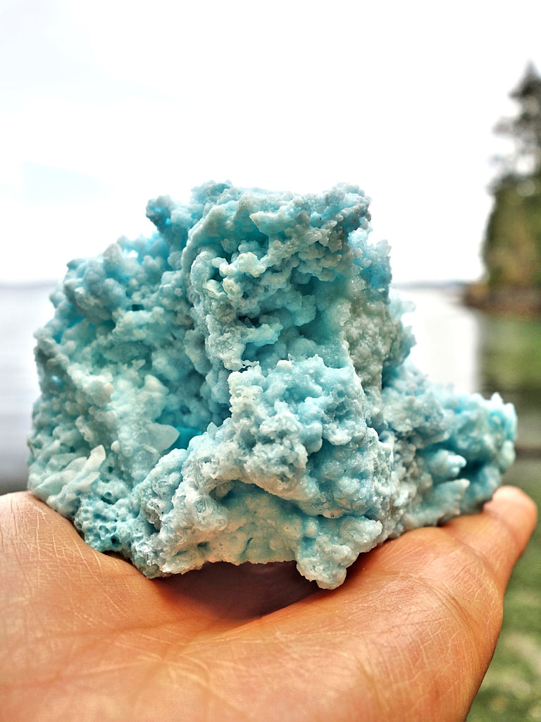 Ocean Blue Caves & Shine Natural Blue Aragonite Specimen - Earth Family Crystals