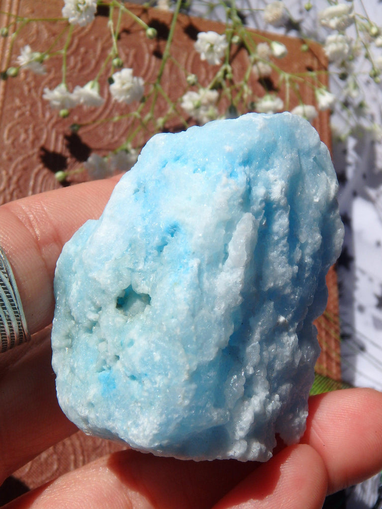 Blue Cotton Candy Aragonite Natural Chunk Specimen 2 - Earth Family Crystals