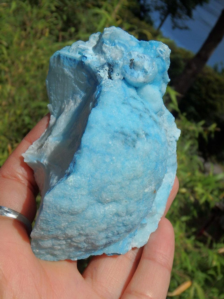 Unusual Formation Vibrant Cotton Candy Blue Aragonite Specimen - Earth Family Crystals