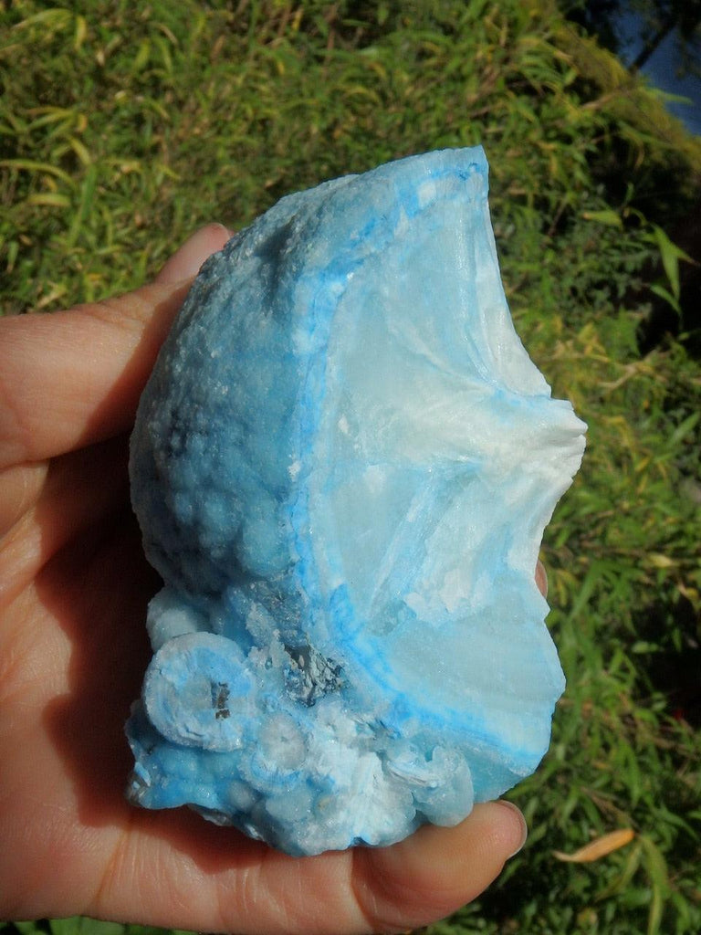 Unusual Formation Vibrant Cotton Candy Blue Aragonite Specimen - Earth Family Crystals