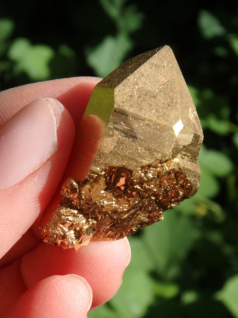 Breathtaking Shimmer Elestial DT Gold Aura Quartz Point - Earth Family Crystals