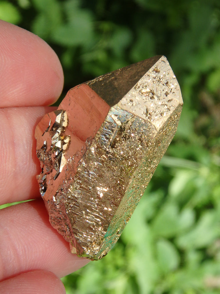 Breathtaking Shimmer Elestial DT Gold Aura Quartz Point - Earth Family Crystals