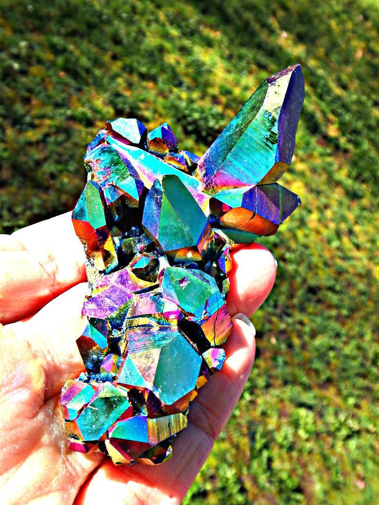 XL Rainbow Frenzy Titanium Quartz Cluster - Earth Family Crystals