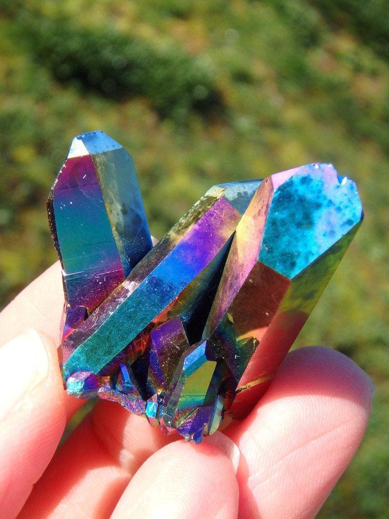 Beautiful Rainbows Titanium Quartz Cluster 1 - Earth Family Crystals