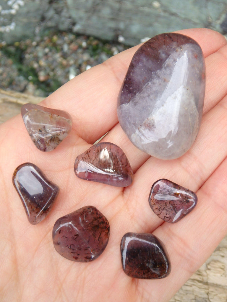 Fabulous Inclusions~Real Canadian Auralite-23 Polished Tumble Set of 7 Stones - Earth Family Crystals