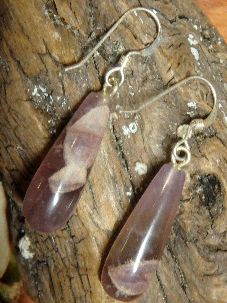 Auralite-23 Teardrop Sterling Silver Earrings 1 - Earth Family Crystals