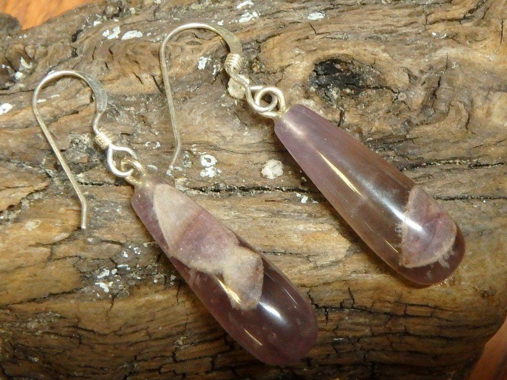 Auralite-23 Teardrop Sterling Silver Earrings 1 - Earth Family Crystals