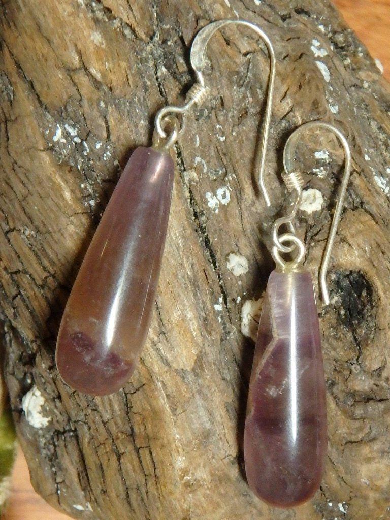 Auralite-23 Teardrop Sterling Silver Earrings 1 - Earth Family Crystals