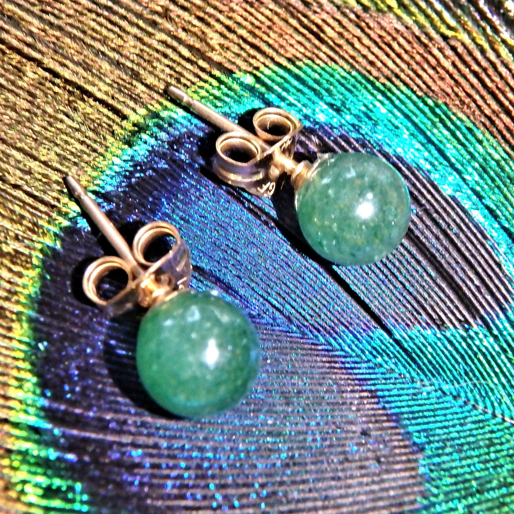Green Aventurine Gold Fill Stud Earrings - Earth Family Crystals