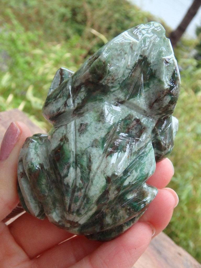 Lovely Patterns Glossy Green Aventurine Frog Carving - Earth Family Crystals