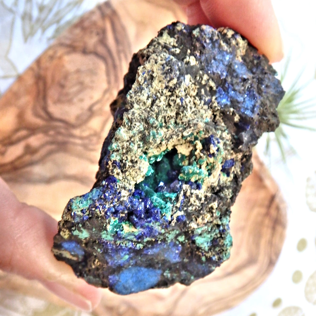 Moonlit Walk Pockets of Azurite Crystals & Mossy Malachite Specimen From Arizona - Earth Family Crystals