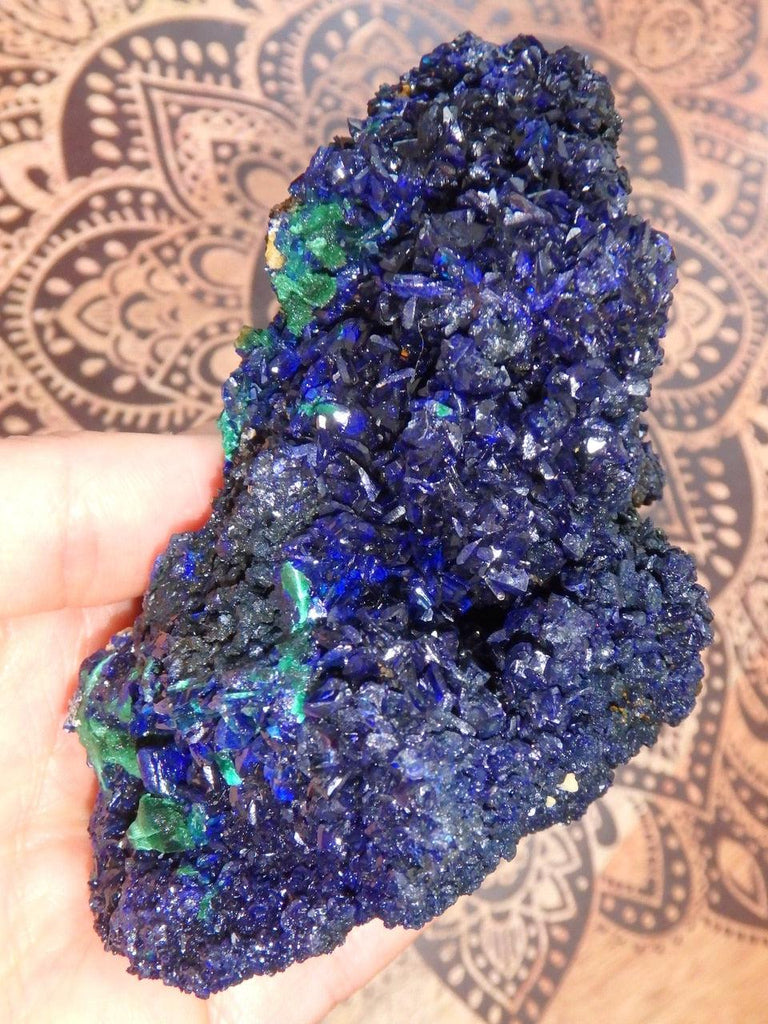 RESERVED FOR AL! Amazing Structure Large Deep Cobalt Blue Azurite Cluster With Green Malachite Inclusions - Earth Family Crystals