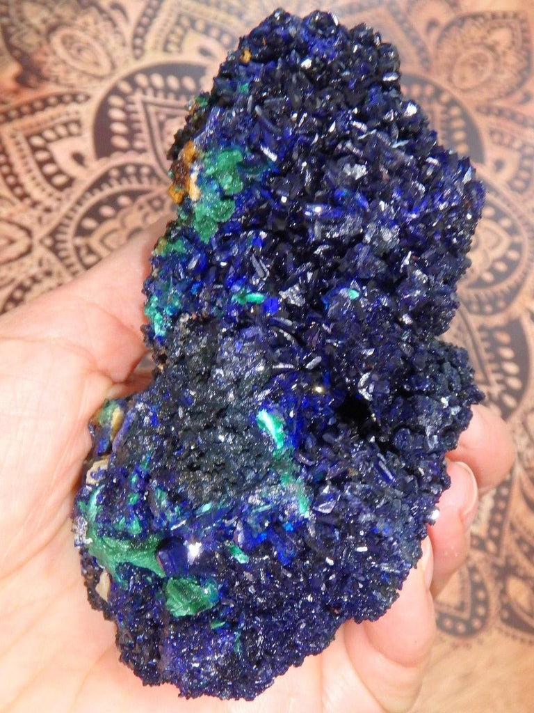 RESERVED FOR AL! Amazing Structure Large Deep Cobalt Blue Azurite Cluster With Green Malachite Inclusions - Earth Family Crystals