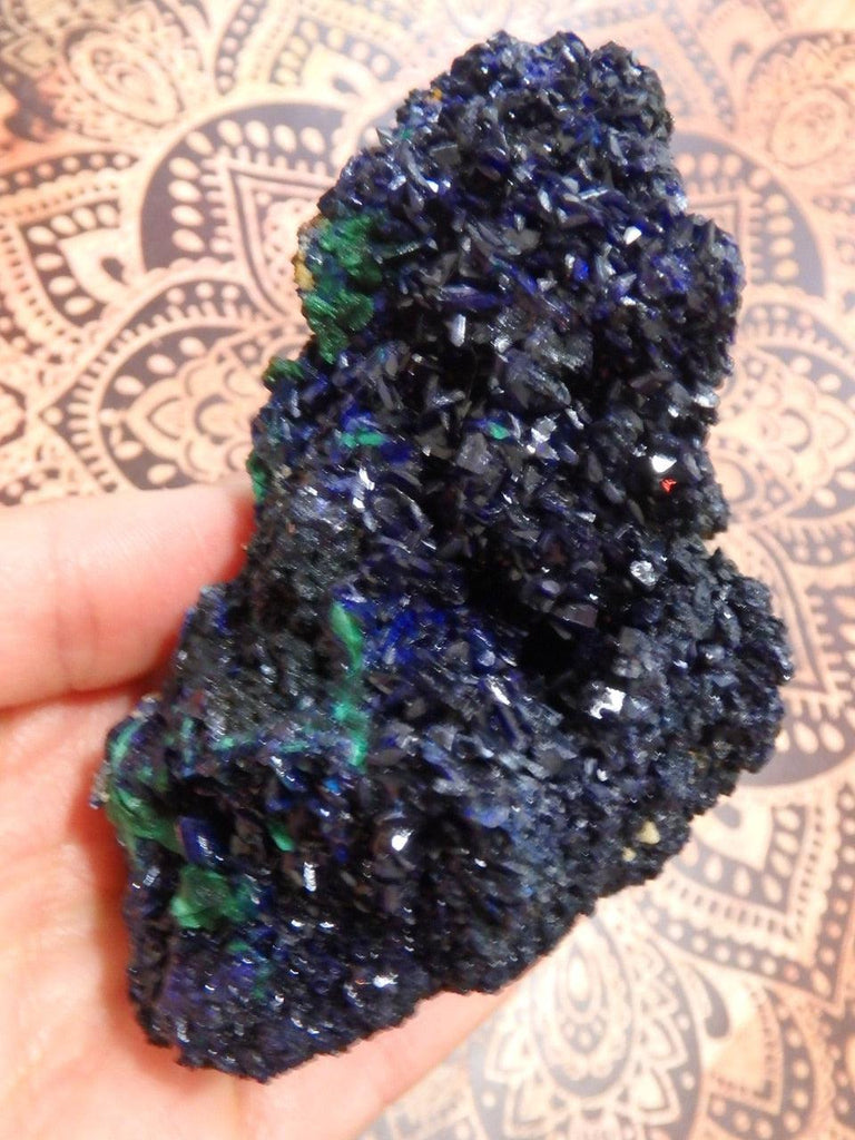 RESERVED FOR AL! Amazing Structure Large Deep Cobalt Blue Azurite Cluster With Green Malachite Inclusions - Earth Family Crystals