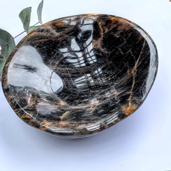 Amazing XL Black Moonstone Bowl Carving~ Ideal to Hold Precious jewelry & Small Crystals Inside - Earth Family Crystals
