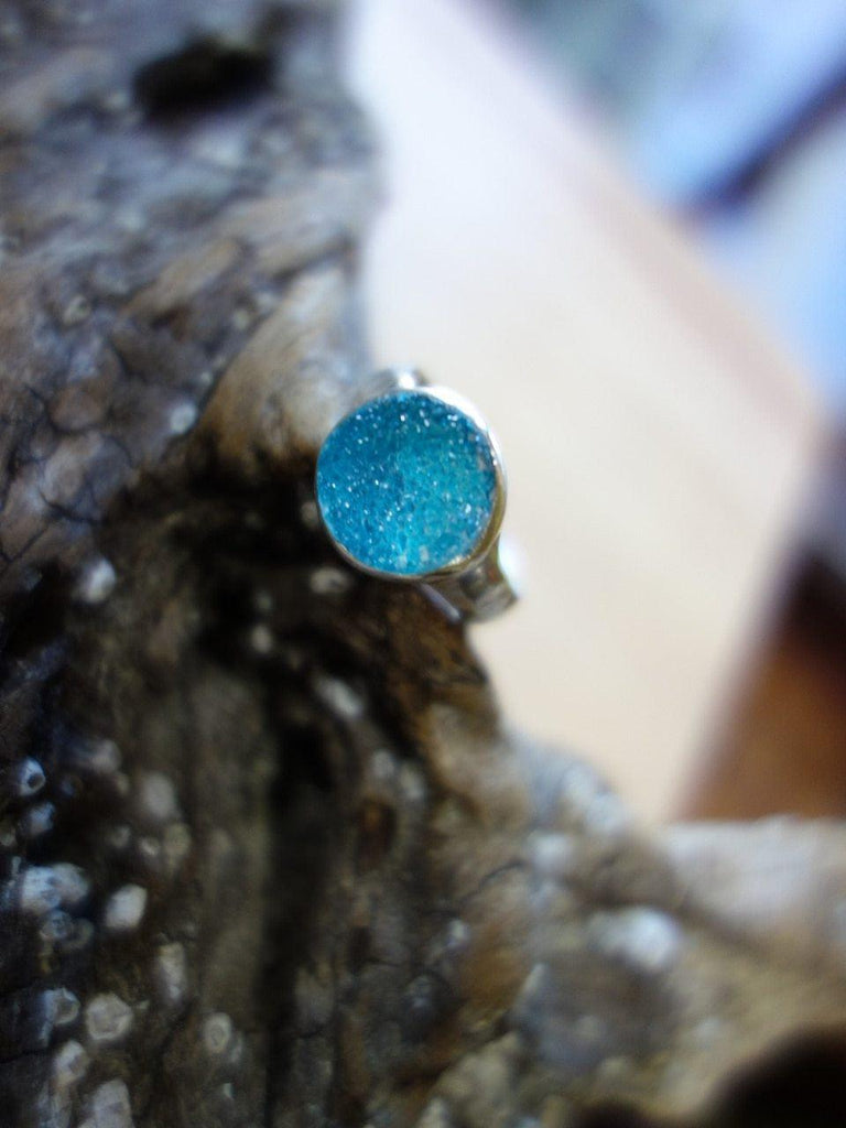 Blue Agate Druzy Ring In Sterling Silver (Size 7.5 ) - Earth Family Crystals