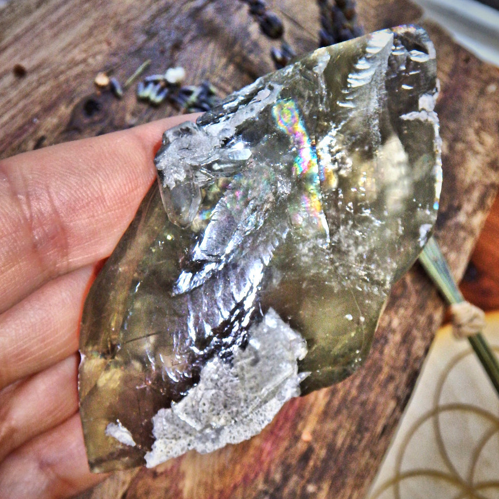 RESERVED For PEGGY~ Intense Rainbows~ Shiny Golden Barite Natural DT Point Specimen - Earth Family Crystals