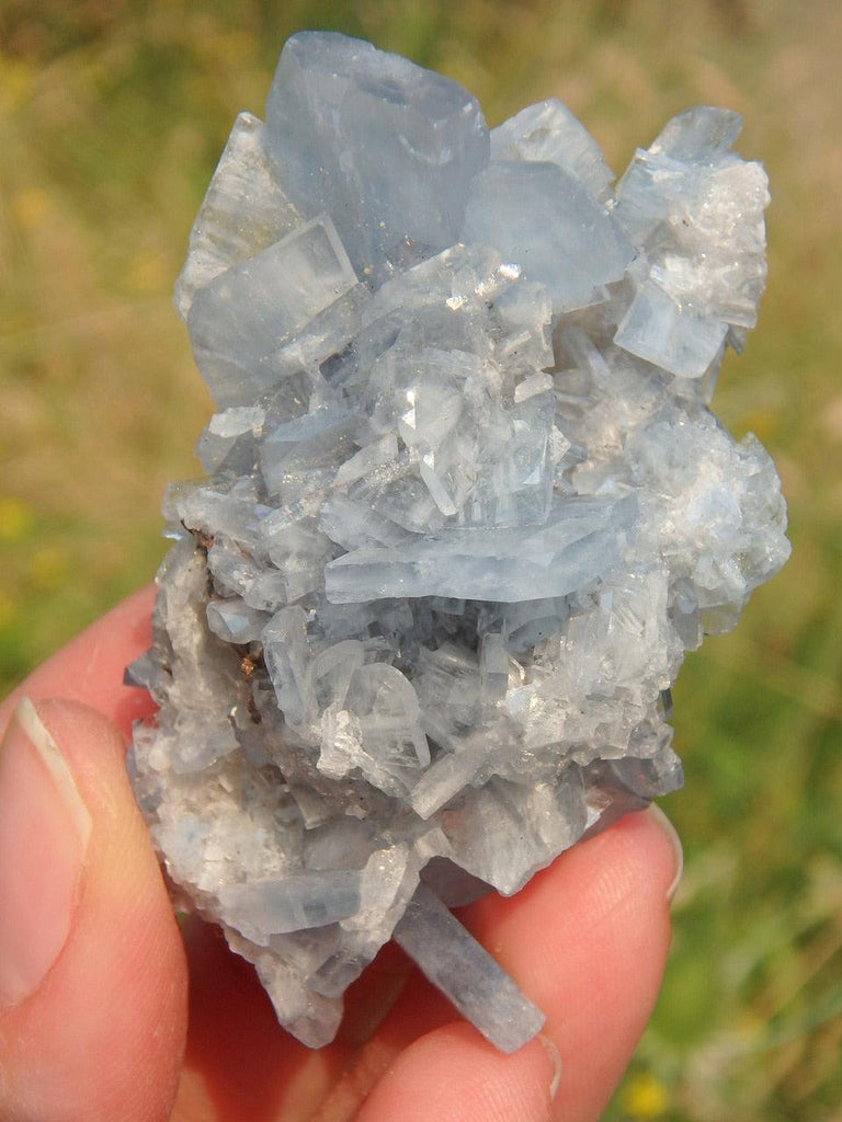 Soothing Blue Sparkle Barite Cluster Specimen - Earth Family Crystals