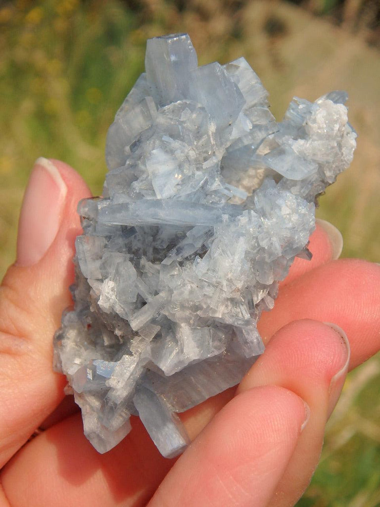 Soothing Blue Sparkle Barite Cluster Specimen - Earth Family Crystals