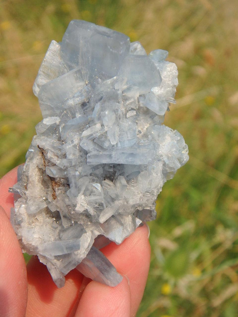 Soothing Blue Sparkle Barite Cluster Specimen - Earth Family Crystals