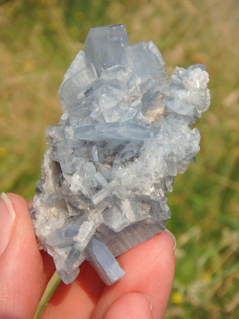 Soothing Blue Sparkle Barite Cluster Specimen - Earth Family Crystals