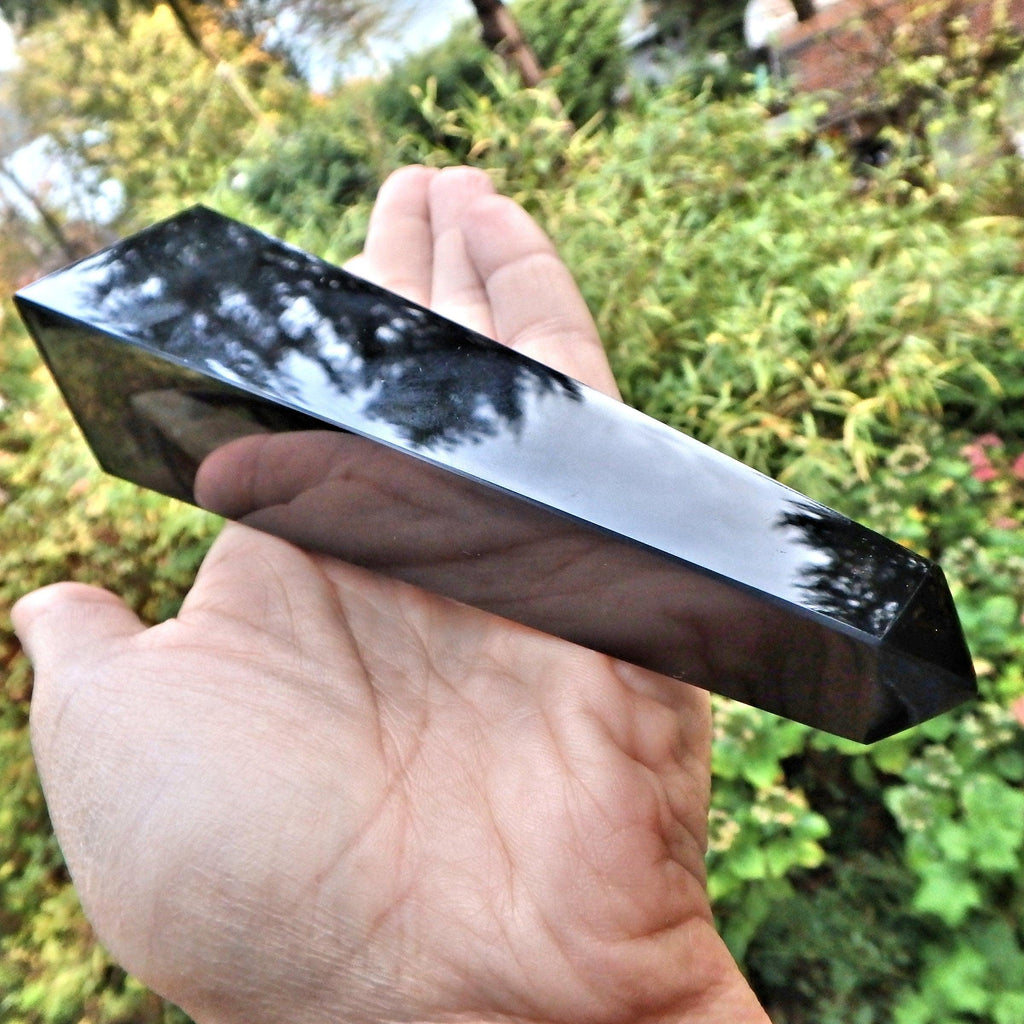 Mysterious Black Obsidian Tall Obelisk Standing Display Specimen - Earth Family Crystals