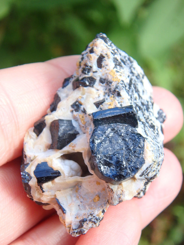 Grounding Black Tourmaline Nestled in Creamy Matrix From Brazil 1 - Earth Family Crystals