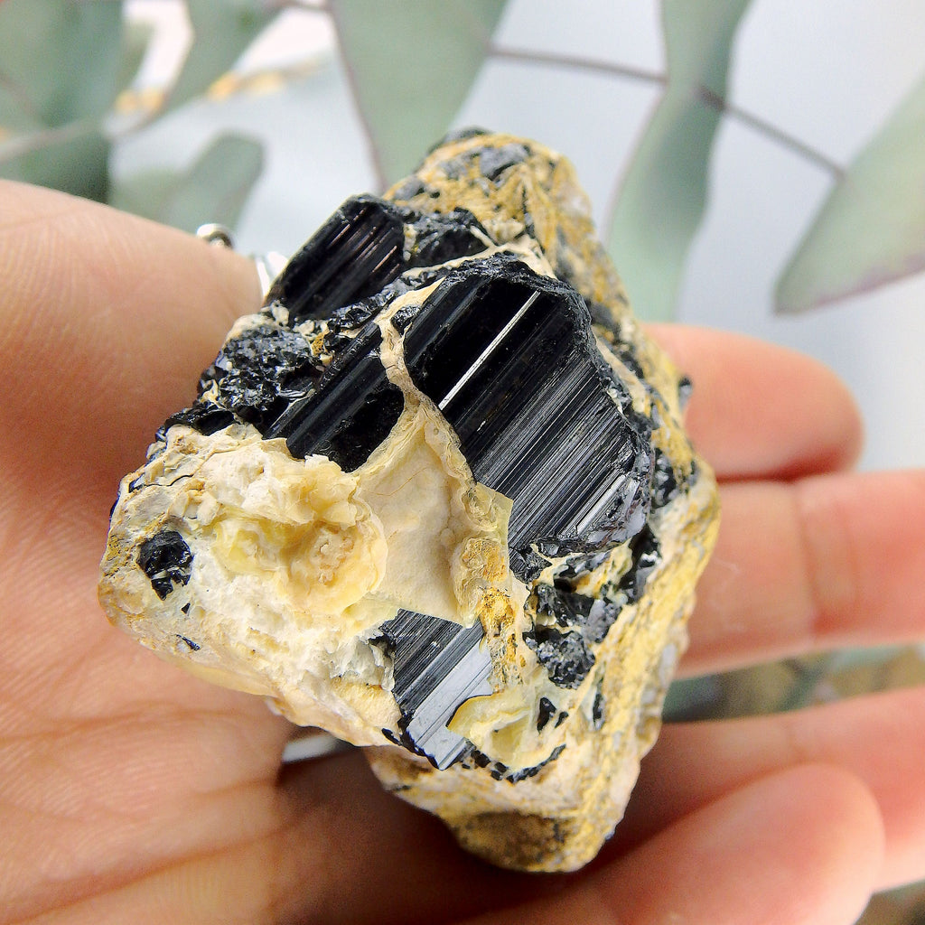 Raw Black Tourmaline in Feldspar Matrix From Brazil #1 - Earth Family Crystals