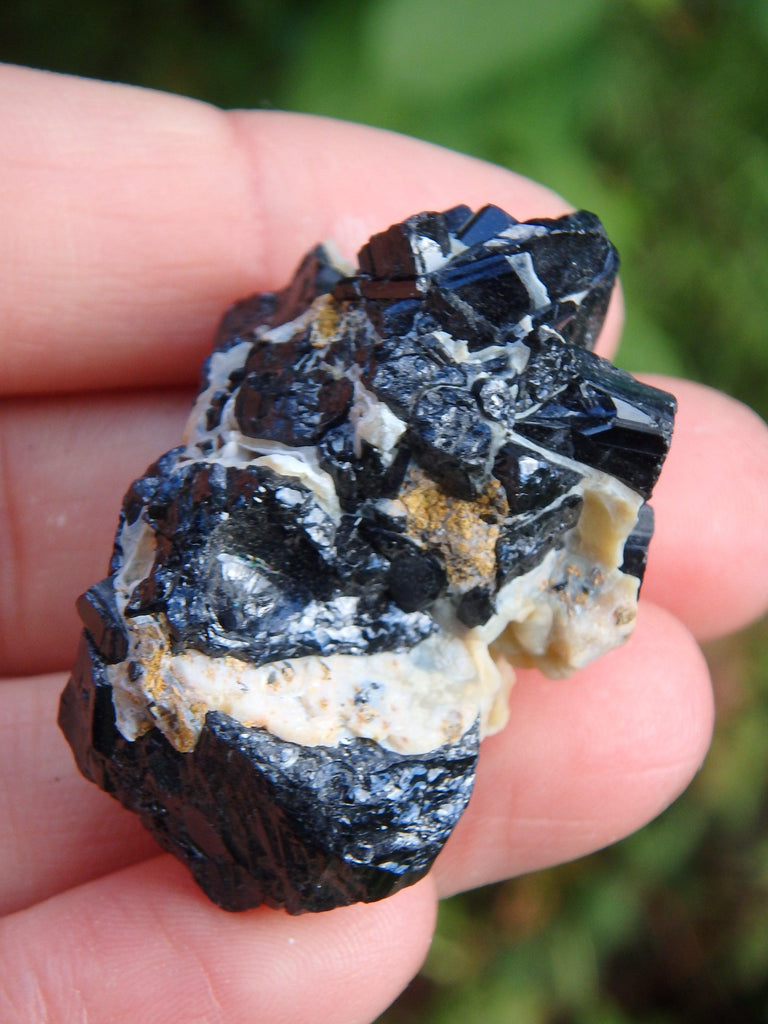Grounding Black Tourmaline Nestled in Creamy Matrix From Brazil 2 - Earth Family Crystals
