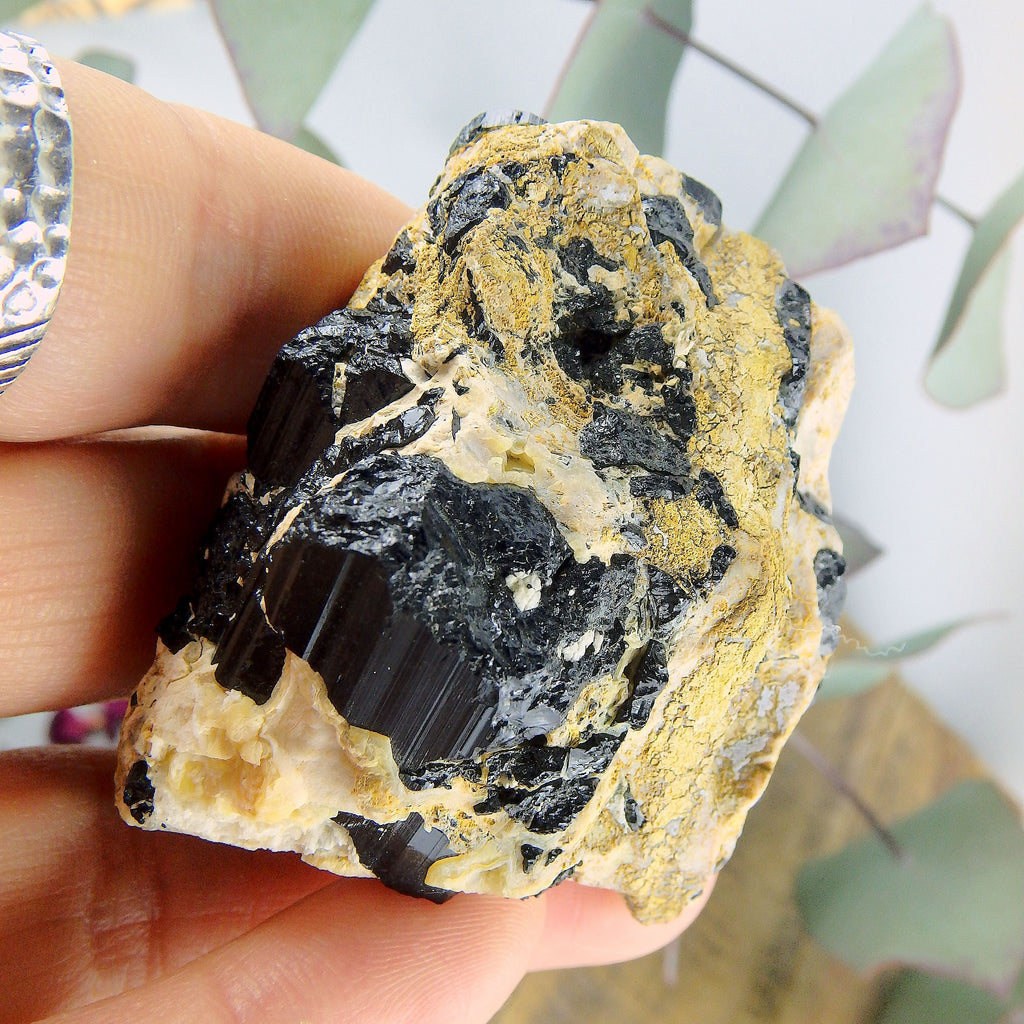 Raw Black Tourmaline in Feldspar Matrix From Brazil #1 - Earth Family Crystals