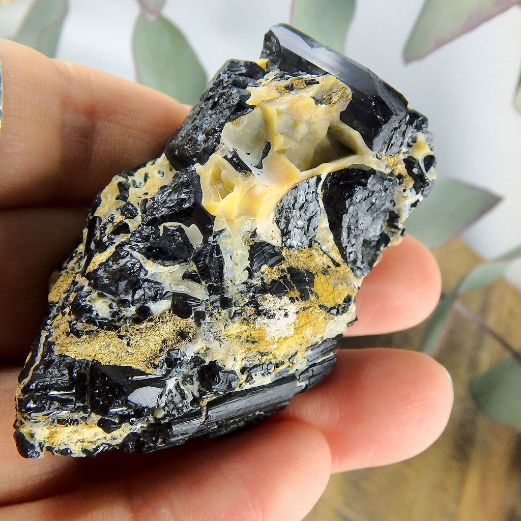 Raw Black Tourmaline in Feldspar Matrix From Brazil #2 - Earth Family Crystals