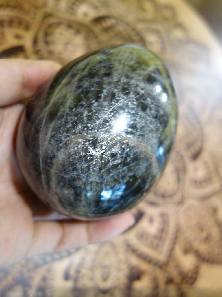 Mysterious Sparkles XL Black Moonstone Polished Egg Carving - Earth Family Crystals