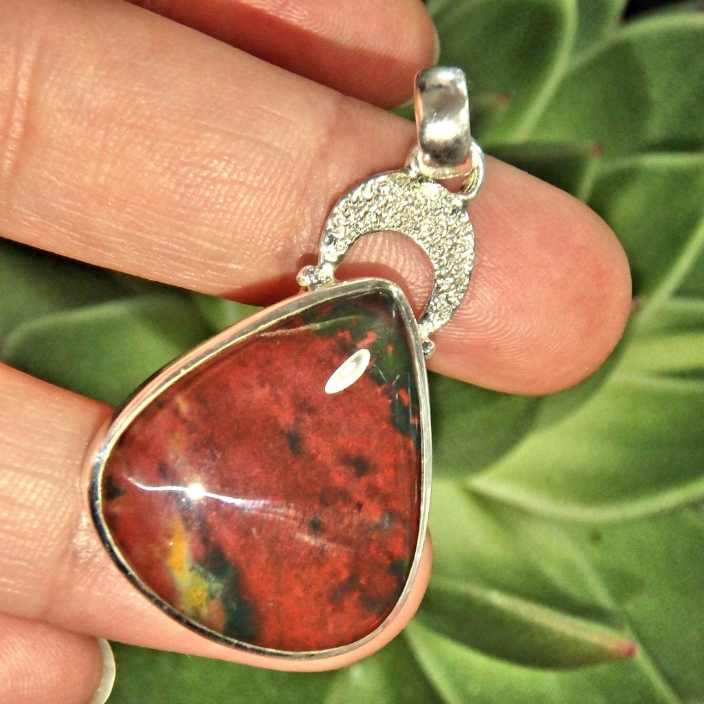 Deep Burgundy Red Bloodstone Sterling Silver Pendant (Includes Silver Chain) - Earth Family Crystals